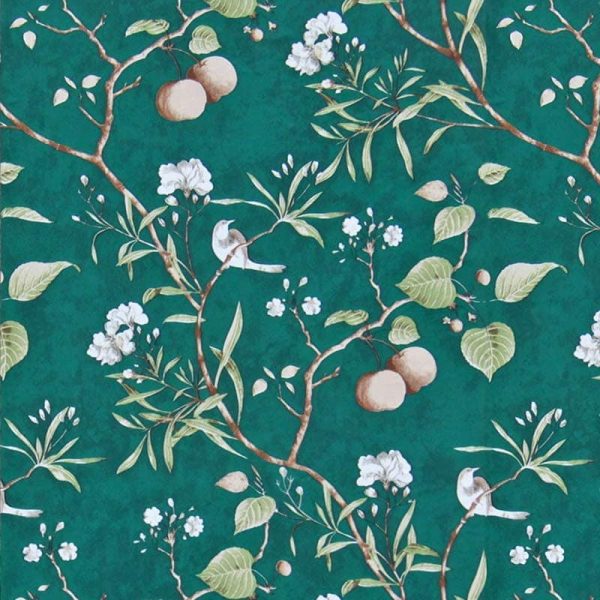 papier peint vintage vert à fleur