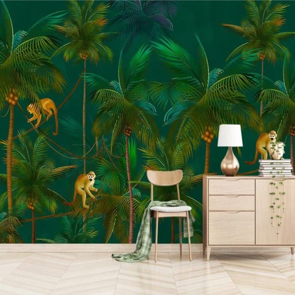 papier peint vintage jungle tropicale